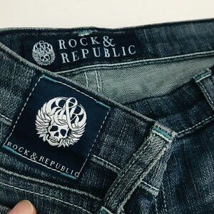 Rock & Republic Straight Leg Stretch Jeans Skull Pocket Style 001477 Size 29